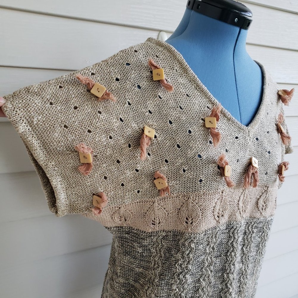Vintage 80s Mariea Kim unusual short sleeve sweater top - Picture 2 of 5